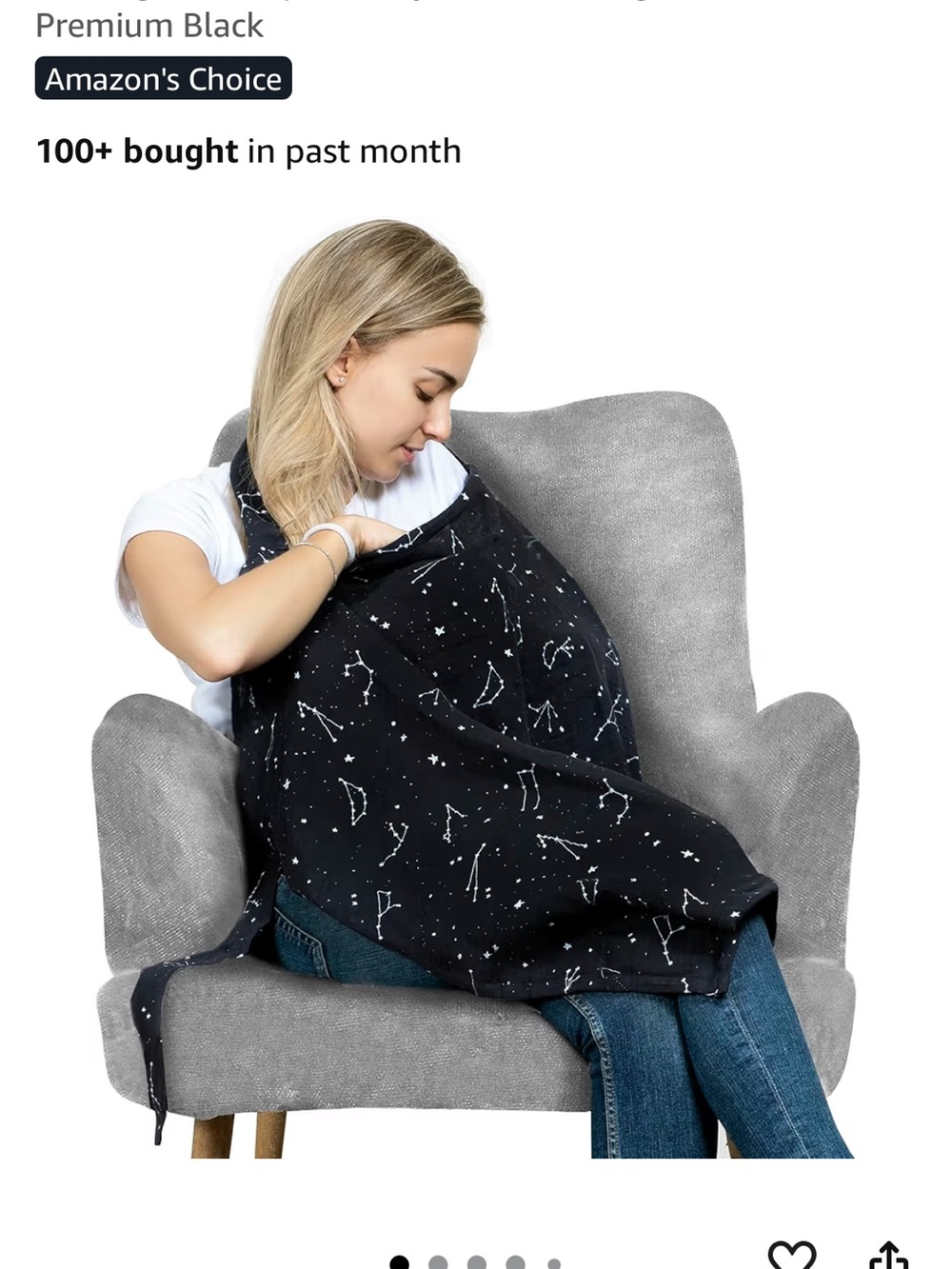 Nursing Cover - Black Constellation Print
